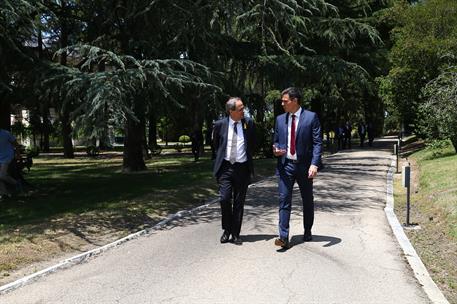 9/07/2018. Sánchez recibe al presidente de la Generalitat de Cataluña. El presidente del Gobierno, Pedro Sánchez, y el presidente de la Gene...