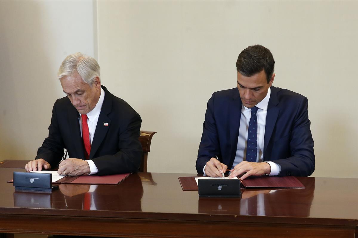 9/10/2018. Sánchez recibe al presidente de Chile, Sebastián Piñera. El presidente del Gobierno, Pedro Sánchez, y el presidente de Chile, Seb...