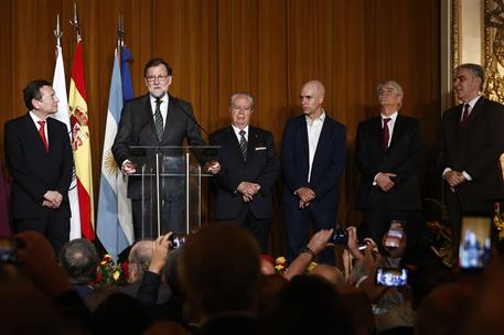 10/04/2018. Viaje de Mariano Rajoy a Argentina. El presidente del Gobierno, Mariano Rajoy, durante su intervención ante la colectividad espa...