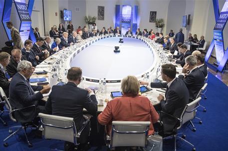 11/07/2018. Sánchez asiste a la Cumbre de la OTAN. Cena de trabajo de los jefes de Estado y de Gobierno asistentes a la Cumbre de la OTAN.