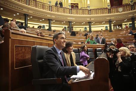 12/12/2018. El presidente del Gobierno, Pedro Sánchez, junto a la vicepresidenta del Gobierno y ministra de la Presidencia, Relaciones con las Cort...