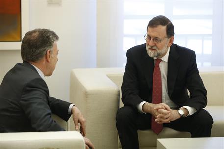 13/05/2018. Rajoy recibe al presidente de Colombia. El presidente del Gobierno, Mariano Rajoy, conversa en La Moncloa con el presidente de C...