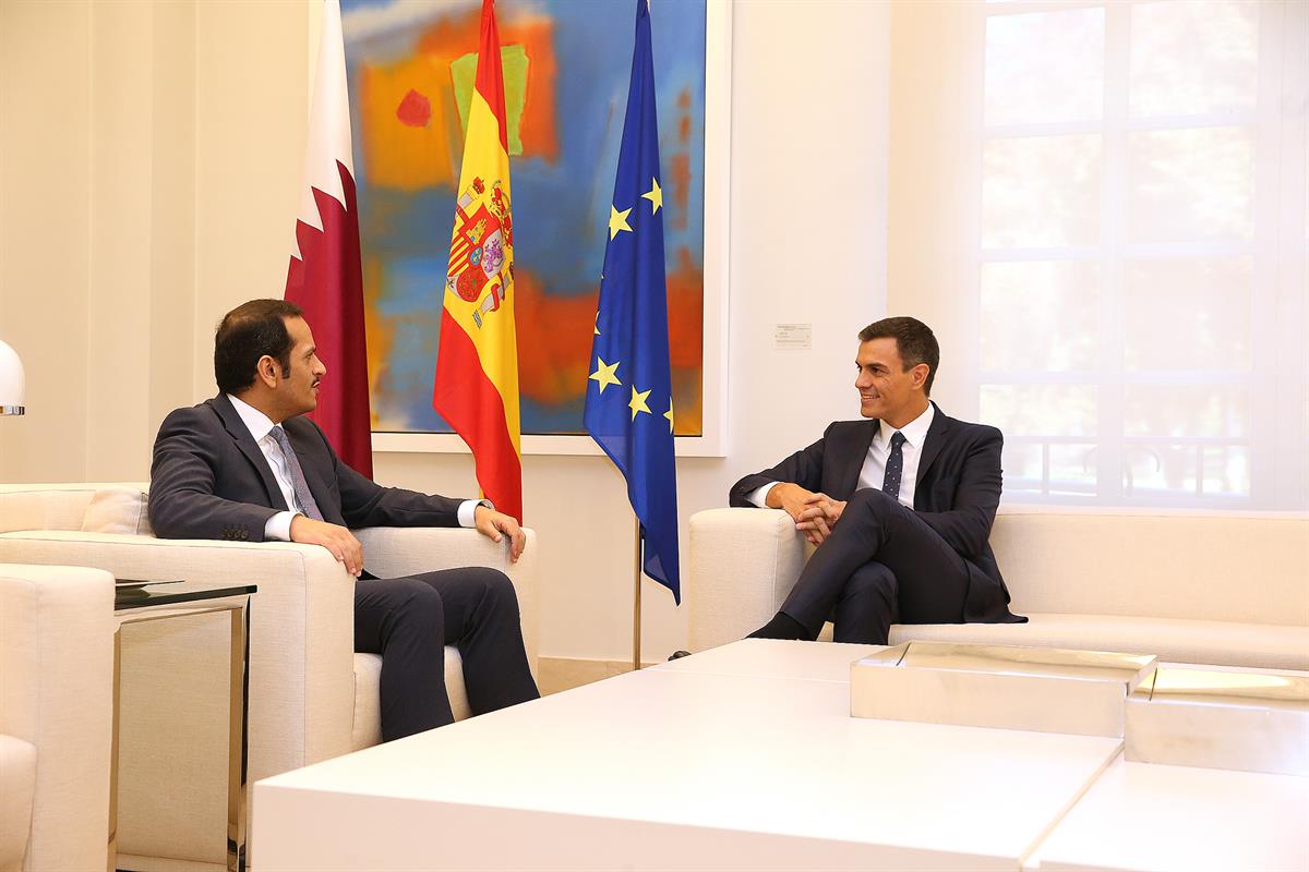 13/09/2018. Sánchez recibe al viceprimer ministro de Catar. El presidente del Gobierno, Pedro Sánchez, y el viceprimer ministro y ministro d...