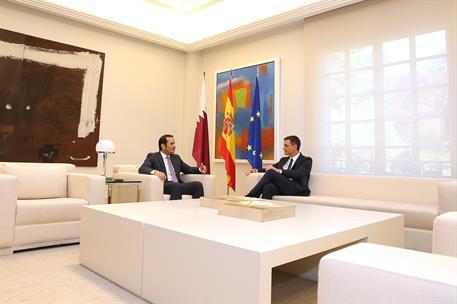 13/09/2018. Sánchez recibe al viceprimer ministro de Catar. El presidente del Gobierno, Pedro Sánchez, y el viceprimer ministro y ministro d...