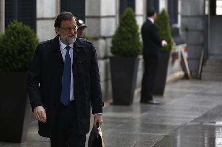14/03/2018. Rajoy informa en el Congreso sobre las pensiones. El presidente del Gobierno, Mariano Rajoy, a su llegada al Congreso de los Dip...