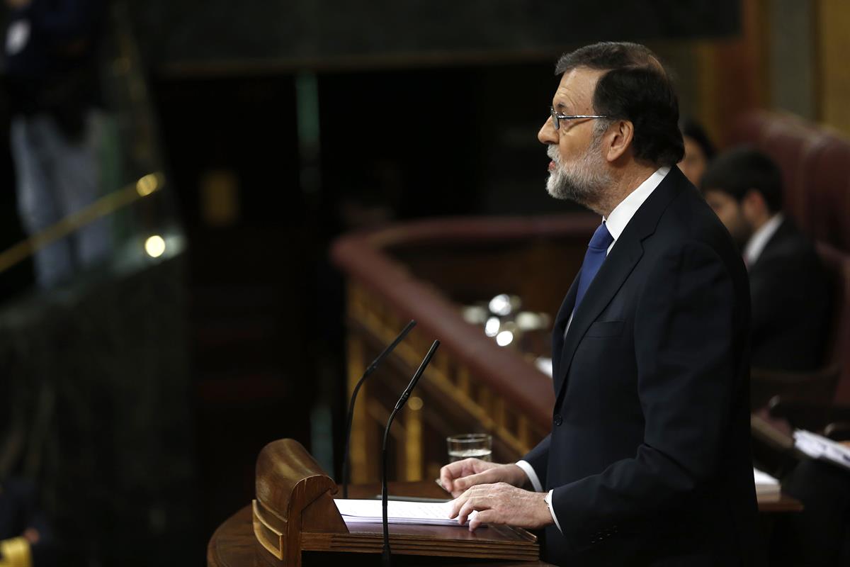 14/03/2018. Rajoy informa en el Congreso sobre las pensiones. El presidente del Gobierno, Mariano Rajoy, durante su intervención en el pleno...