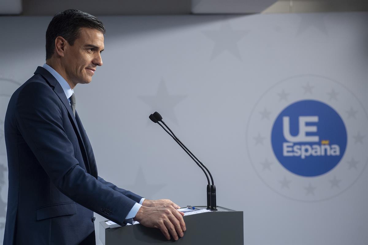 14/12/2018. Pedro Sánchez asiste al Consejo Europeo y la Cumbre del Euro. El presidente Pedro Sánchez durante la comparecencia realizada al ...