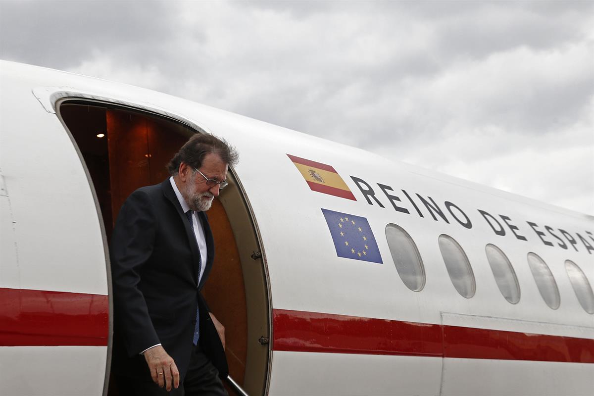 15/05/2018. Visita de Rajoy a Bulgaria. El presidente del Gobierno, Mariano Rajoy, llega al aeropuerto de Sofía en su visita oficial a la Re...