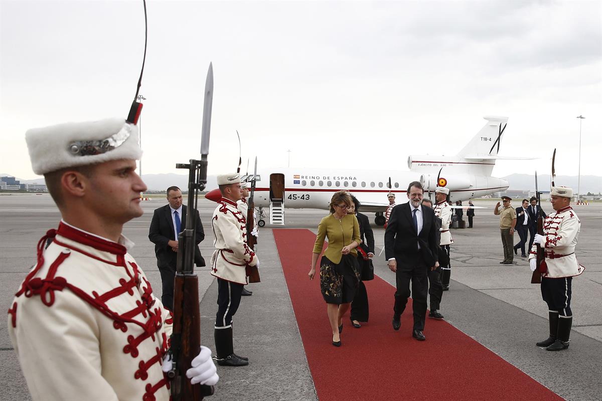 15/05/2018. Visita de Rajoy a Bulgaria. El presidente del Gobierno, Mariano Rajoy, llega al aeropuerto de Sofía en su visita oficial a la Re...