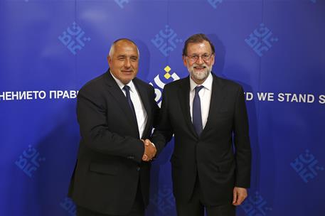 15/05/2018. Visita de Rajoy a Bulgaria. El presidente del Gobierno, Mariano Rajoy, saluda al primer ministro de la República de Bulgaria, Bo...