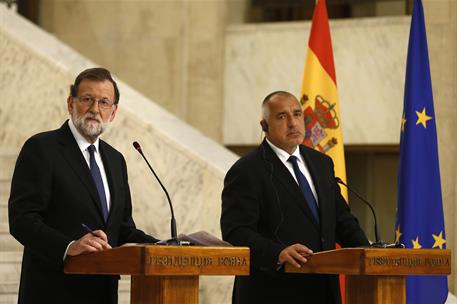 15/05/2018. Visita de Rajoy a Bulgaria. El presidente del Gobierno, Mariano Rajoy, durante la rueda de prensa que ha ofrecido junto al prime...
