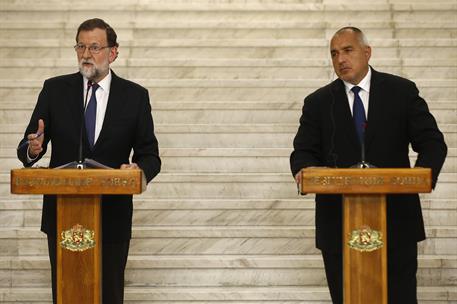 15/05/2018. Visita de Rajoy a Bulgaria. El presidente del Gobierno, Mariano Rajoy, durante la rueda de prensa que ha ofrecido junto al prime...