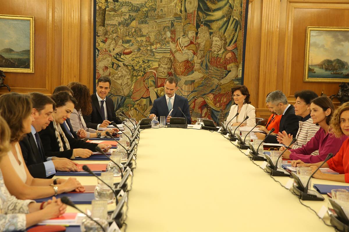 16/07/2018. Sánchez asiste a la reunión del Consejo de Seguridad Nacional. El presidente del Gobierno, Pedro Sánchez, y otros ministros de s...