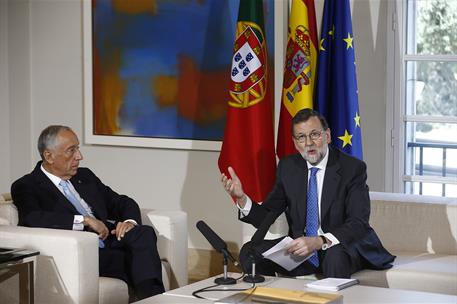 17/04/2018. Rajoy recibe al presidente de la República Portuguesa en La Moncloa. El presidente del Gobierno, Mariano Rajoy, durante la reuni...