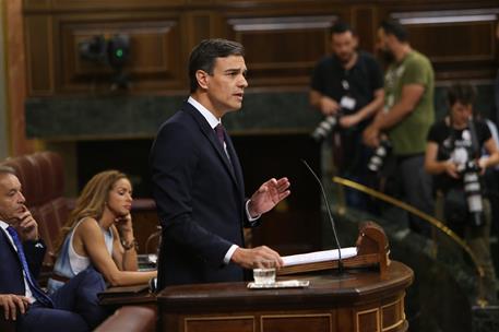 17/07/2018. Sánchez comparece ante el Pleno del Congreso. El presidente del Gobierno, Pedro Sánchez, durante su comparecencia ante el Pleno ...