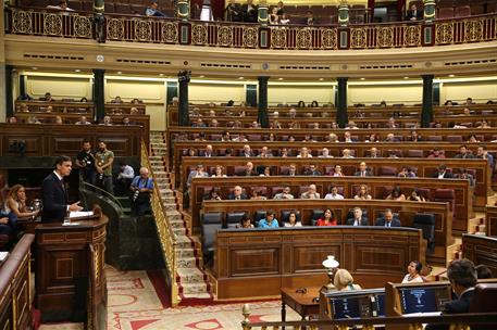 17/07/2018. Sánchez comparece ante el Pleno del Congreso. El presidente del Gobierno, Pedro Sánchez, durante su comparecencia ante el Pleno ...