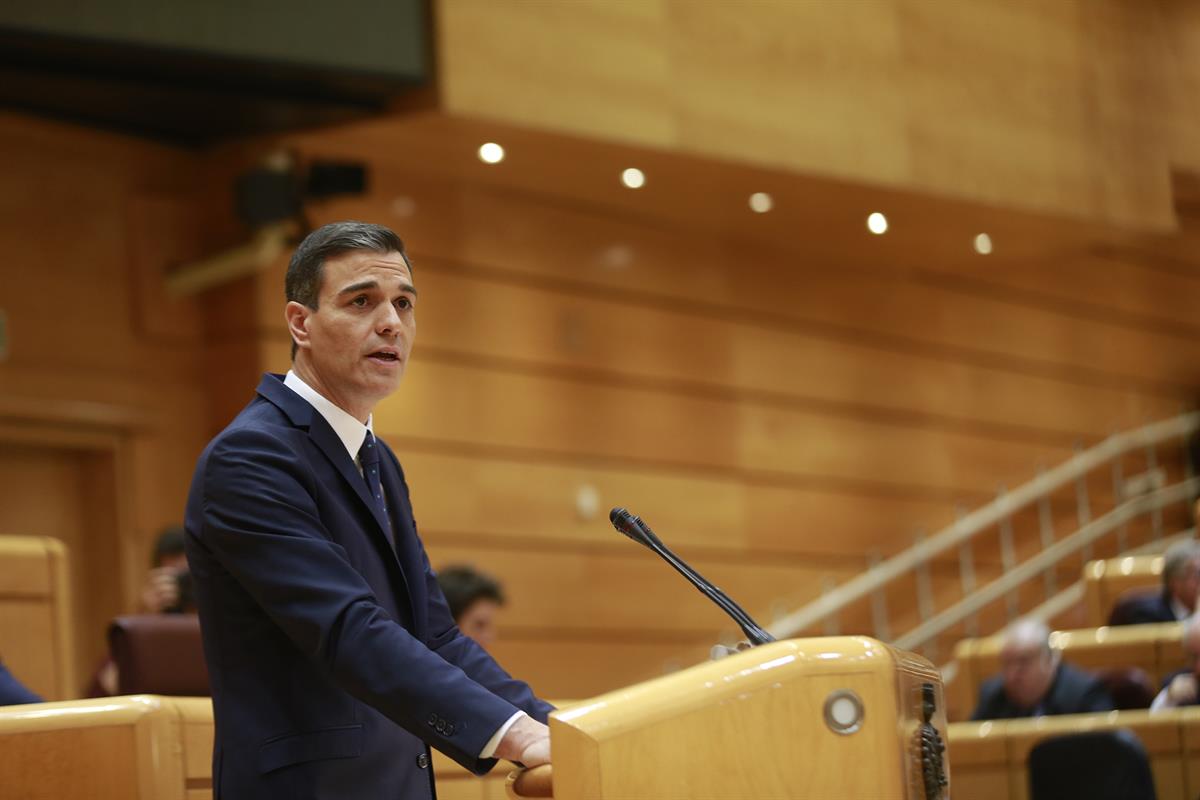 18/12/2018. Pedro Sánchez comparece en el Senado para informar sobre la actuación del Gobierno y la crisis migratoria. El presidente del Gob...