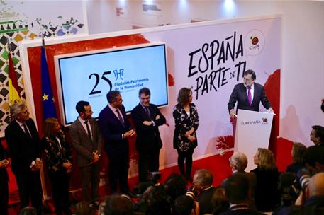 19/01/2018. Rajoy visita la Feria Internacional de Turismo (FITUR). El presidente del Gobierno, Mariano Rajoy, durante su intervención en la...