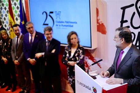 19/01/2018. Rajoy visita la Feria Internacional de Turismo (FITUR). El presidente del Gobierno, Mariano Rajoy, durante su intervención en la...