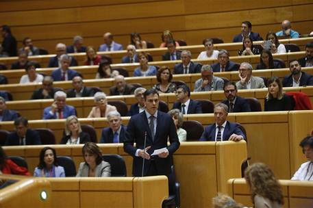 19/06/2018. Sánchez asiste a la sesión de control al Gobierno en el Senado. Pedro Sánchez, durante una de sus intervenciones en la primera s...