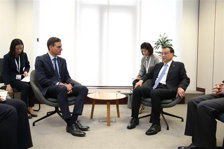19/10/2018. Pedro Sánchez se reúne con Li Keqiang. El presidente del Gobierno, Pedro Sánchez, durante la reunión bilateral con el primer min...