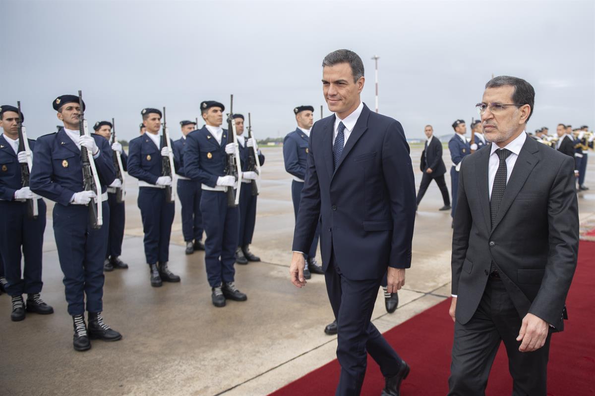 19/11/2018. Viaje de Pedro Sánchez a Marruecos. El presidente del Gobierno, Pedro Sánchez, junto al jefe del Gobierno del Reino de Marruecos...