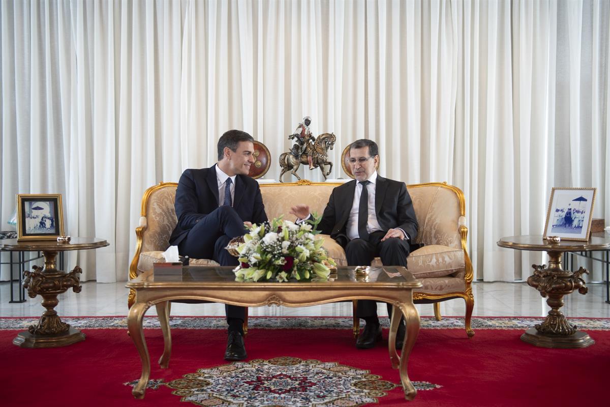 19/11/2018. Viaje de Pedro Sánchez a Marruecos. El presidente del Gobierno, Pedro Sánchez, y el jefe del Gobierno del Reino de Marruecos, Sa...