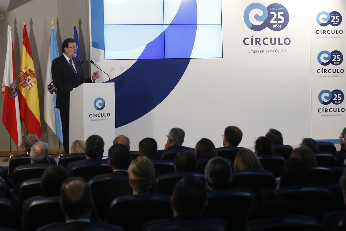 21/05/2018. Viaje de Rajoy a Vigo. El presidente del Gobierno, Mariano Rajoy, durante su intervención en el acto oficial de inauguración de ...