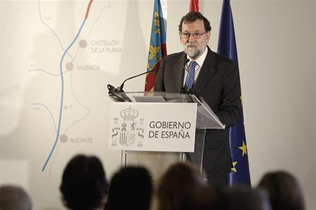 22/01/2018. Rajoy viaja a la Comunidad Autónoma Valenciana. El presidente del Gobierno, Mariano Rajoy, durante su intervención en la estació...