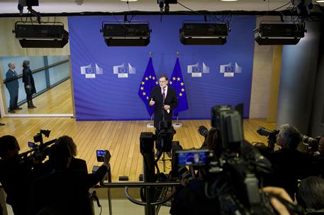 23/02/2018. Rajoy asiste a Conferencia de alto nivel sobre el Sahel. El presidente del Gobierno, Mariano Rajoy, atiende a los medios de comu...