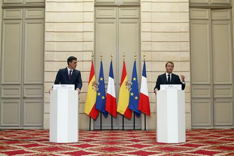 23/06/2018. Rueda de prensa de Sánchez y Macron tras su reunión en el Elíseo