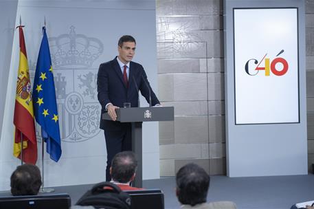 24/11/2018. Comparecencia del presidente del Gobierno para anunciar el acuerdo sobre Gibraltar. El presidente del Gobierno, Pedro Sánchez, d...
