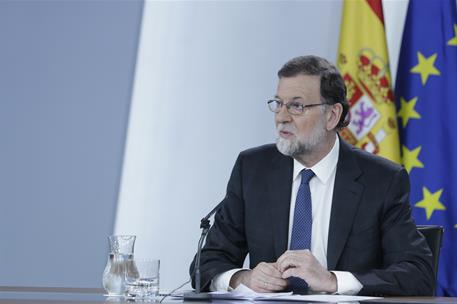 25/05/2018. Comparecencia de Mariano Rajoy. El presidente del Gobierno, Mariano Rajoy, durante la comparecencia ante los medios de comunicac...