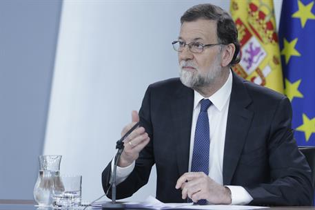 25/05/2018. Comparecencia de Mariano Rajoy. El presidente del Gobierno, Mariano Rajoy, durante la comparecencia ante los medios de comunicac...