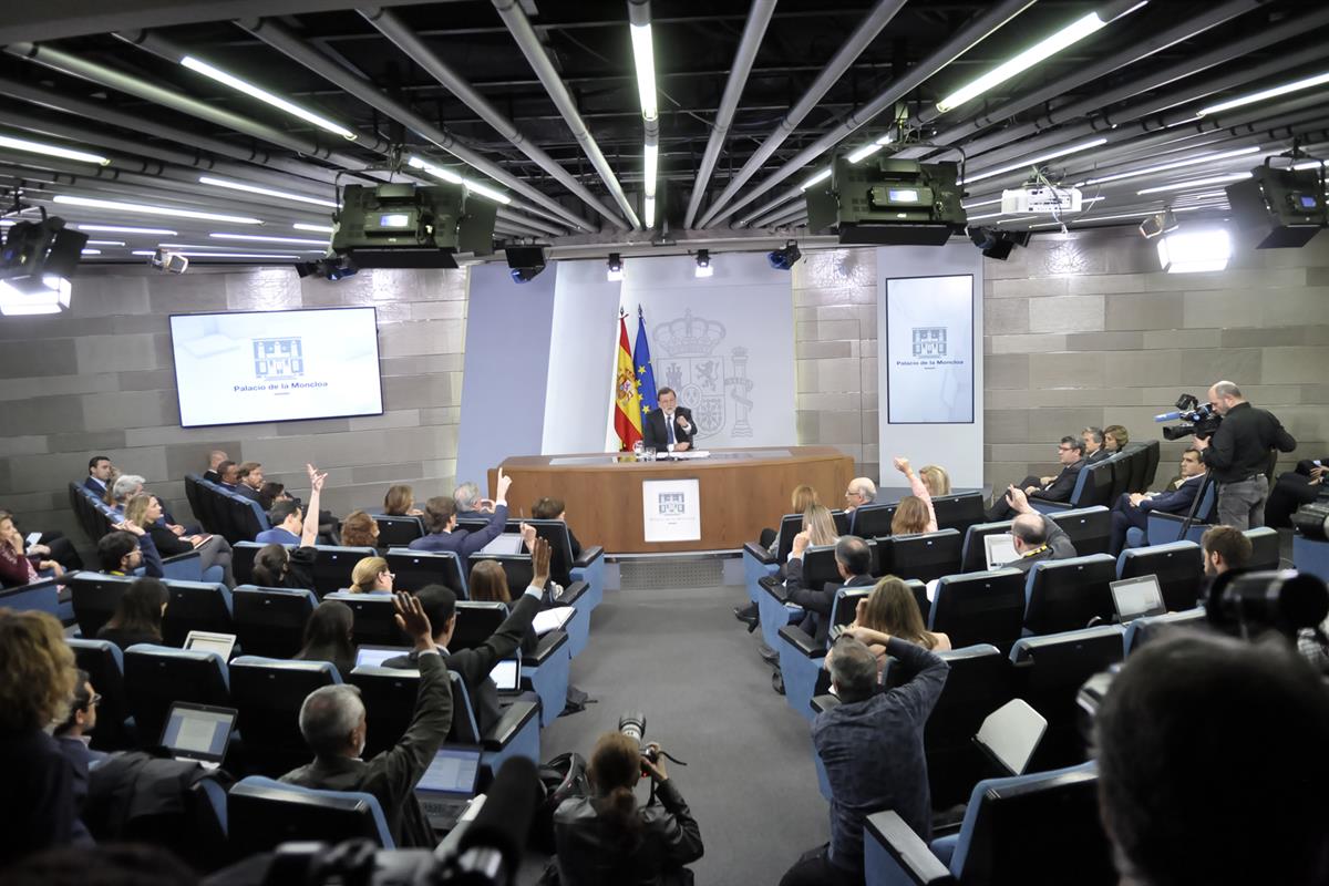 25/05/2018. Comparecencia de Mariano Rajoy. El presidente del Gobierno, Mariano Rajoy, durante la comparecencia ante los medios de comunicac...