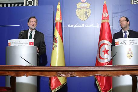 26/02/2018. VIII Reunión de Alto Nivel entre Túnez y España. El presidente del Gobierno, Mariano Rajoy, y el jefe del Gobierno de la Repúbli...