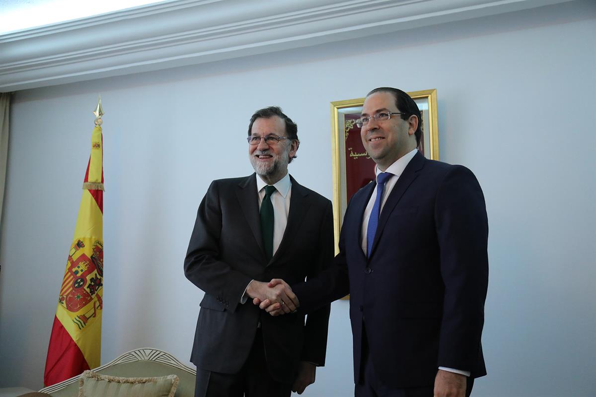 26/02/2018. VIII Reunión de Alto Nivel entre Túnez y España. El presidente del Gobierno, Mariano Rajoy, y el jefe del Gobierno de la Repúbli...