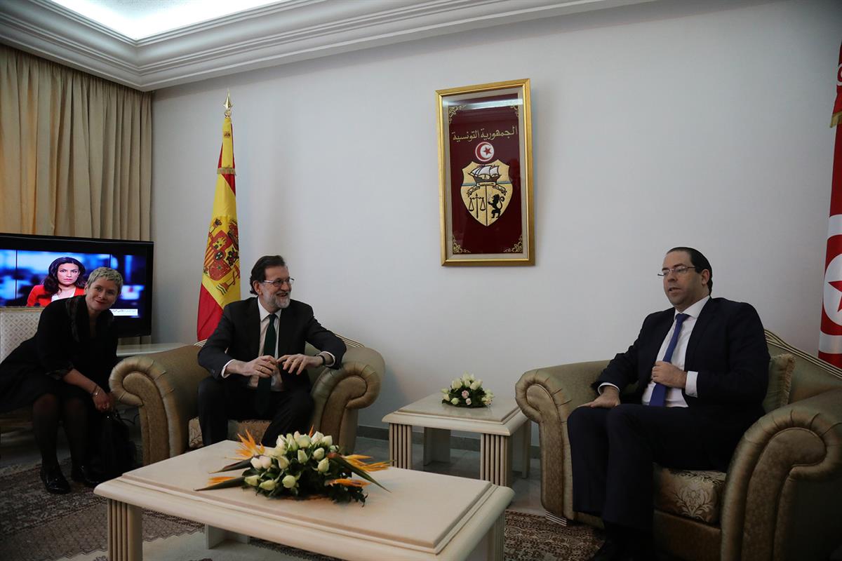 26/02/2018. VIII Reunión de Alto Nivel entre Túnez y España. El presidente del Gobierno, Mariano Rajoy, y el jefe del Gobierno de la Repúbli...
