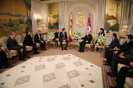 26/02/2018. VIII Reunión de Alto Nivel entre Túnez y España. Audiencia del presidente del Gobierno, Mariano Rajoy, con el presidente de la R...