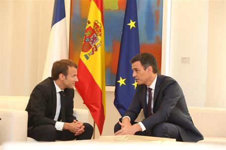 26/07/2018. Pedro Sánchez y Emmanuel Macron. El presidente del Gobierno, Pedro Sánchez, y el presidente de la República Francesa, Emmanuel M...