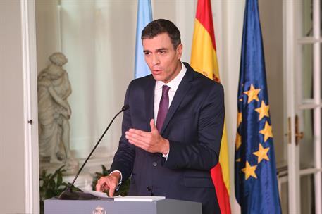 26/09/2018. Rueda de prensa de Pedro Sánchez. El presidente del Gobierno, Pedro Sánchez, durante la rueda de prensa que ha ofrecido en la re...