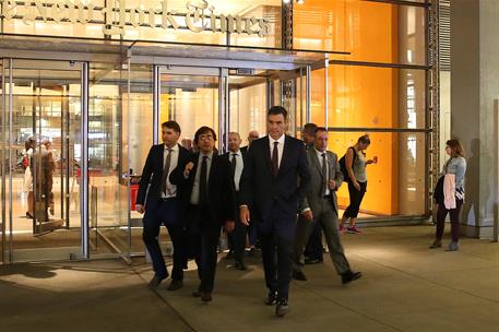 26/09/2018. El presidente del Gobierno, Pedro Sánchez durante su visita a la sede del diario neoyorquino New York Times.