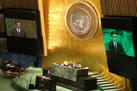 27/09/2018. El presidente del Gobierno interviene en la Asamblea General de la ONU. El presidente del Gobierno, Pedro Sánchez, durante su in...