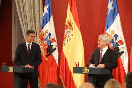 28/08/2018. Viaje del presidente Sánchez a Latinoamérica. Primera jornada. El presidente del Gobierno, Pedro Sánchez, y el presidente de Chi...