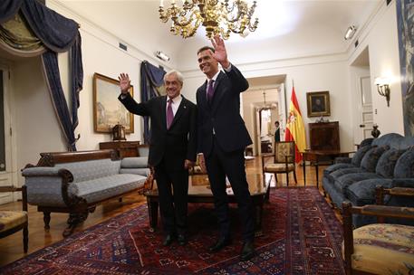 28/08/2018. Viaje del presidente Sánchez a Latinoamérica. Primera jornada. El presidente del Gobierno, Pedro Sánchez y el presidente de Chil...