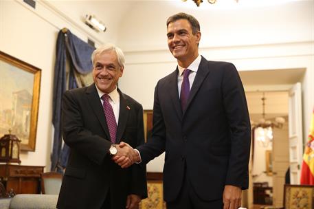 28/08/2018. Viaje del presidente Sánchez a Latinoamérica. Primera jornada. El presidente del Gobierno, Pedro Sánchez, y el presidente de Chi...