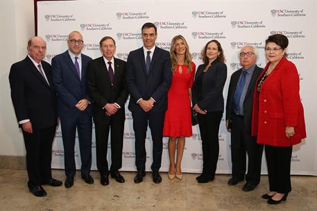 28/09/2018. Pedro Sánchez en Los Ángeles. El presidente del Gobierno, Pedro Sánchez, a su llegada a la Universidad del Sur de California, en...