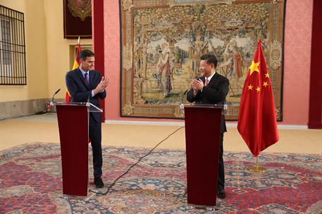 28/11/2018. Pedro Sánchez recibe al presidente de China, Xi Jinping. El presidente Pedro Sánchez y el presidente de la República Popular Chi...