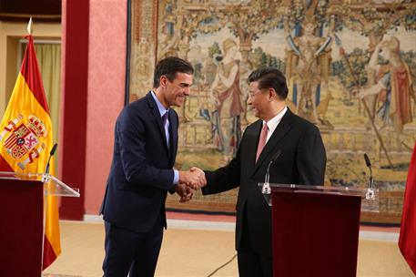 28/11/2018. Pedro Sánchez recibe al presidente de China, Xi Jinping. El presidente Pedro Sánchez y el presidente de la República Popular Chi...
