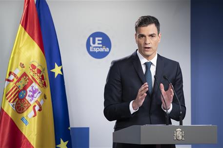 29/06/2018. Sánchez participa en la reunión del Consejo Europeo. El presidente del Gobierno, Pedro Sánchez, durante la conferencia de prensa...